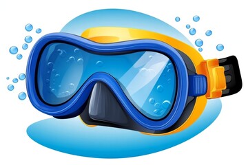 Poster - A clean, modern vector design of a reef silhouette with a diving mask icon