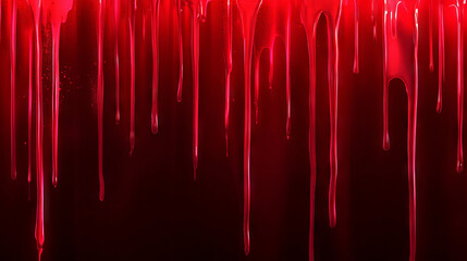 Poster - Vibrant red ink blot and drips on dark background for creative design