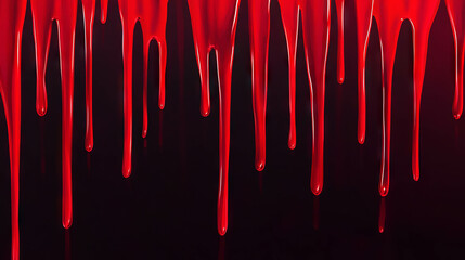 Poster - Dramatic red ink drips on black canvas for abstract artistic design