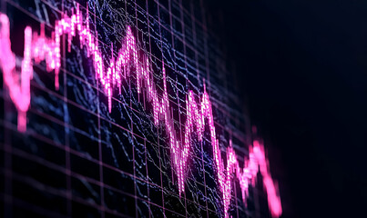 Poster - Abstract Financial Chart with Pink Gradient Lines on Dark Background