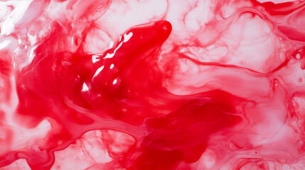 Poster - Vibrant red ink blots with flowing textures for creative design backgrounds