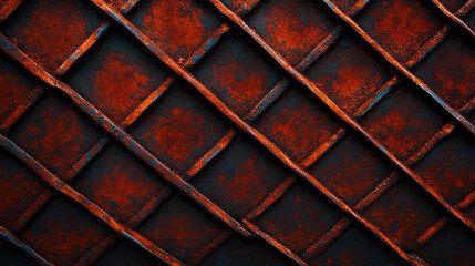 Poster - Rusty metal mesh texture with dark tones for industrial design