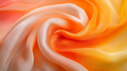 Poster - Vibrant texture of flowing silk scarves in warm tones for textile design