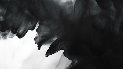 Fototapete - Abstract ink blot background with dynamic black and white shapes for creative design