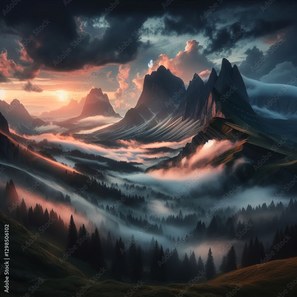 Mystic Dawn Beneath Shrouded Peaks – The inner world of the mo Stock ...