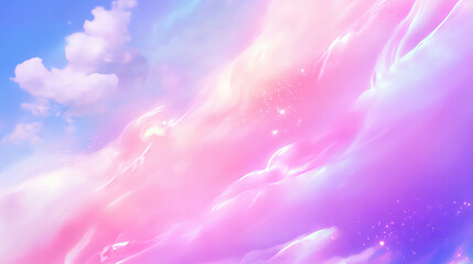 Poster - Dreamy watercolor sky with soft pastel clouds background for creative design