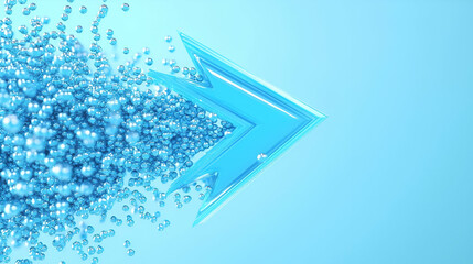 Poster - Blue Arrow with Water Droplets Creating Dynamic Movement Effect