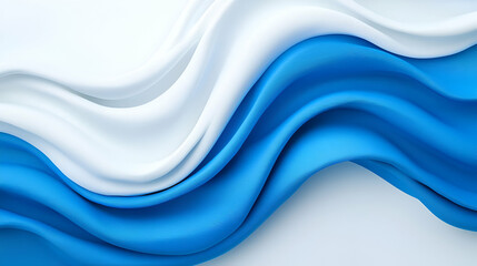 Poster - Flowing Blue and White Waves on Soft Abstract Background Design