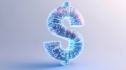 Poster - 3D Render of Digital Dollar Symbol with Futuristic Technology Design