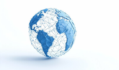 Poster - 3D Abstract Wireframe Globe Model on Minimalistic White Background