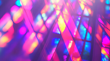Poster - Vibrant sunlight streaming through multicolored stained glass for decoration or background