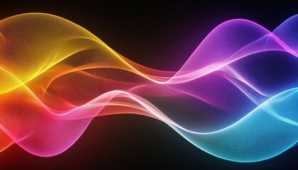 Poster - Colorful Abstract Pastel Wave Pattern, Technology Background, Futuristic Wallpaper Design