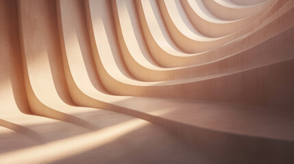 Poster - Elegant beige concrete texture with soft curved patterns for design projects