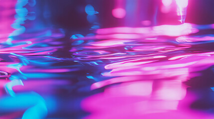 Fototapete - Abstract water ripples with distorted reflections in vibrant pink and blue