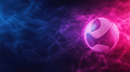 Poster - A vibrant, glowing ball in pink and blue hues surrounded by swirling smoke, creating a dynamic and energetic atmosphere.