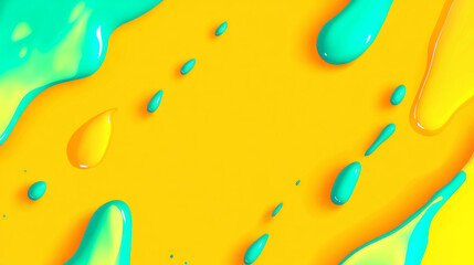 Poster - Abstract yellow and green ink drip background for creative design projects