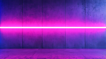 Poster - Neon glow on dark textured concrete wall for modern interior design