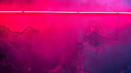 Poster - Neon-lit cracked concrete wall with vibrant colors for modern design