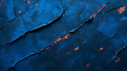 Poster - Abstract canvas texture with natural fiber elements in deep blue and orange tones