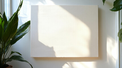 Poster - Minimalistic canvas with loose weave texture in sunlit room decor