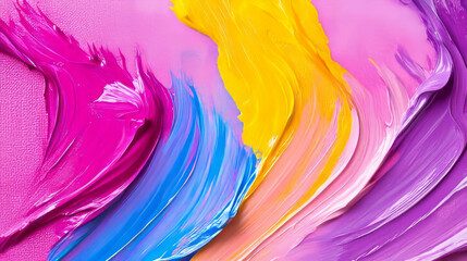 Leinwandbilder - Vibrant abstract oil paint on canvas featuring dynamic brushstroke composition