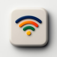 Wall Mural - Icon of Connectivity: A vibrant, 3D-rendered wifi icon. Depicts a modern, minimalist design perfect for digital interface use, conveying a sense of seamless connection and technological ease.