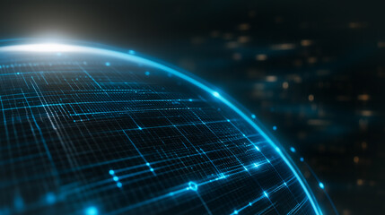 Aufkleber - global digital network: a luminous depiction of the digital world, showcasing interconnected lines o