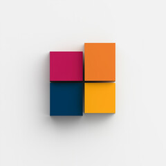 Poster - abstract 3d cubes: geometric composition of four multi-colored cubes arranged in a square. this imag