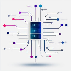 Poster - circuit board data: a digital representation of a server integrated circuit board, showcasing data t