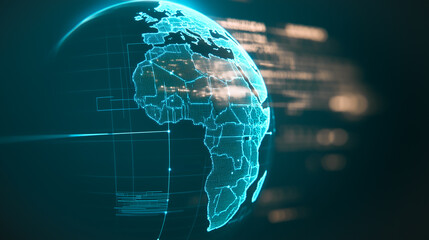 Poster - global network digitalization: a digitally rendered globe showcases interconnectedness and worldwide