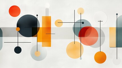 Poster - Colorful abstract shapes in a modern art composition featuring circles and lines
