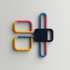 Fototapete - Geometric Connectivity: A vibrant composition of colorful tubes and a central black plate, showcasing the interconnectedness and flow of ideas and systems.