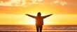 © Priya - Person Reaching to Golden Sunset over Ocean