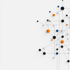 Poster - Network of Connections: A modern, graphical representation of a network, featuring interconnected nodes and lines, suggesting concepts of connectivity, data flow, and innovation.