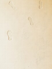 Poster - Footprints leading across a textured light colored wall in an indoor setting during daytime. Generative AI