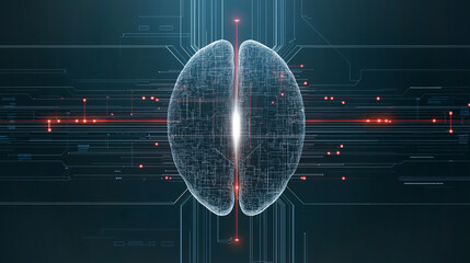 Poster - Digital Brain: Abstract representation of a digital brain, symbolizing artificial intelligence, data processing, and the intricate network of thoughts and ideas.