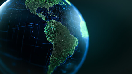 Poster - global data network: a stunning image showcasing the earth, enveloped in a dynamic network of interc