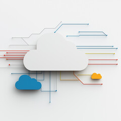 Poster - cloud computing: minimalist visual of a cloud graphic representing the digital cloud with colorful l