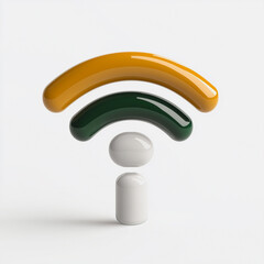 Wall Mural - Digital Connectivity: A modern, stylized illustration of a wireless signal icon, represented in a glossy, three-dimensional form, suggesting seamless and reliable internet access.