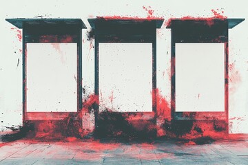 Poster - A standing mock-up of an advertising billboard is on the street