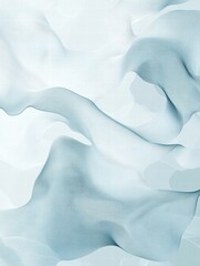 Poster - Soft flowing fabric patterns in light blue and white tones creating a serene abstract design. Generative AI