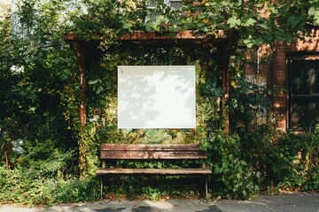 Poster - A bus stop featuring dual horizontal and vertical advertisement banners