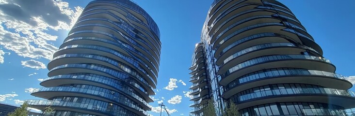 Poster - Glass-fronted high-rise office structure located in the business hub