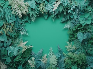Poster - A minimalist boho-style background with simple flying shapes, tropical leaves, and luxurious colors is showcased in this 3D render, which can be used for summer posters, wall art, advertising