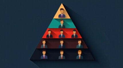 Poster - leadership infographics concept. Pyramid Leadership Model Illustrating Corporate Hierarchy and Team Structure