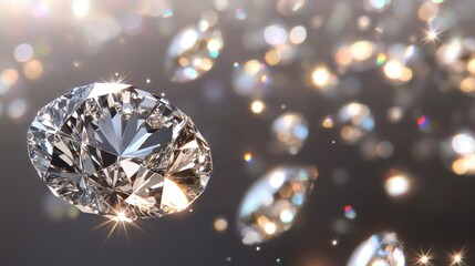 Poster - Sparkling diamond dust particles floating in the air, shimmering with multi-faceted reflections, isolated on a transparent background.