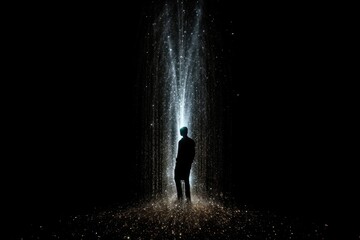 Wall Mural - waterfall sparkle light glitter silhouette sparks night.