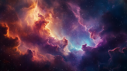 Wall Mural - nebula and stars in deep space, with a vibrant mix of colors and cosmic dust. ai generate.