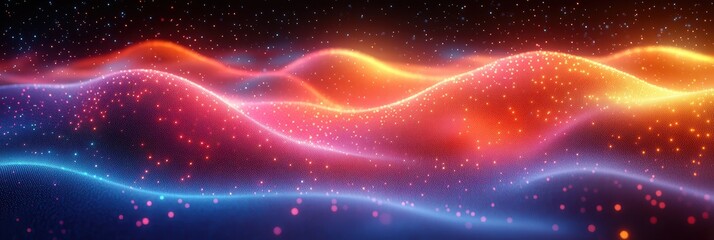 Poster - Smooth flowing abstract background of colorful dots and waves
