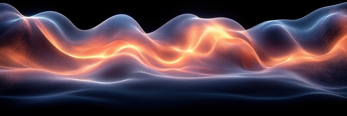 Poster - Symmetrical waves create a mesmerizing abstract pattern with glowing effects